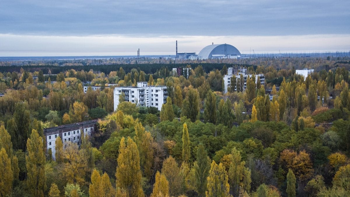Foto della zona di esclusione vista dal sedicesimo piano di un palazzo di Pripyat