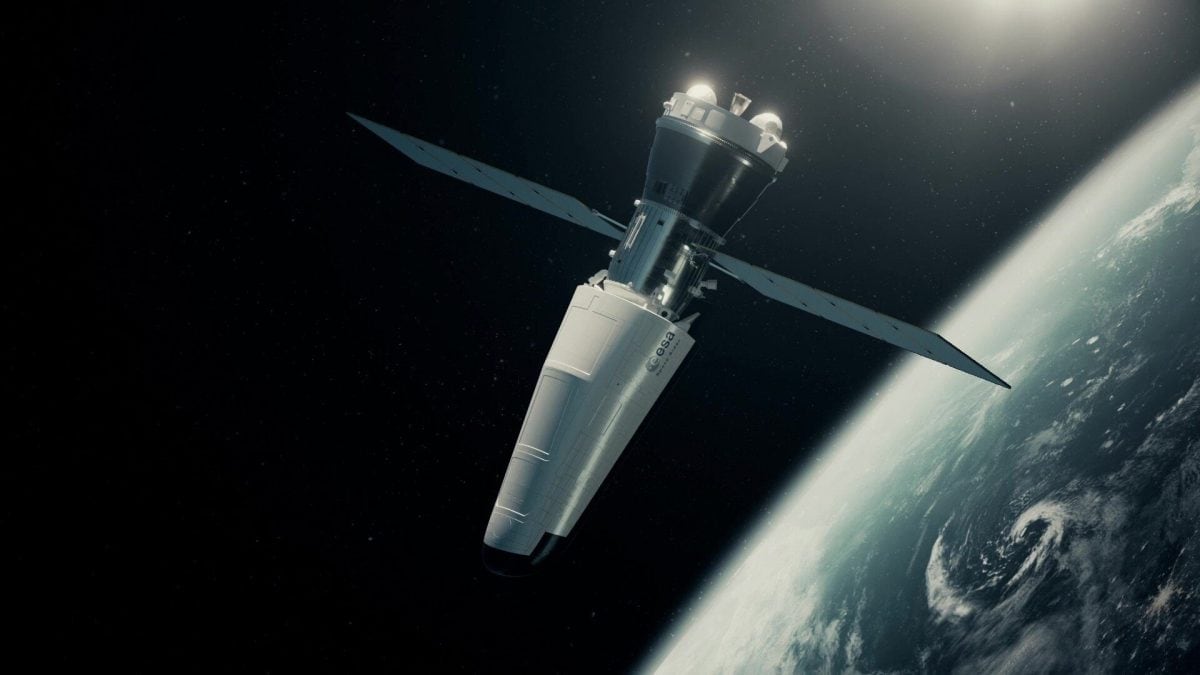 Space Rider, la mini–navetta europea che sarà sottoposta in Sardegna ai test di atterraggio in vista delle future missioni spaziali. Credit: rendering ESA