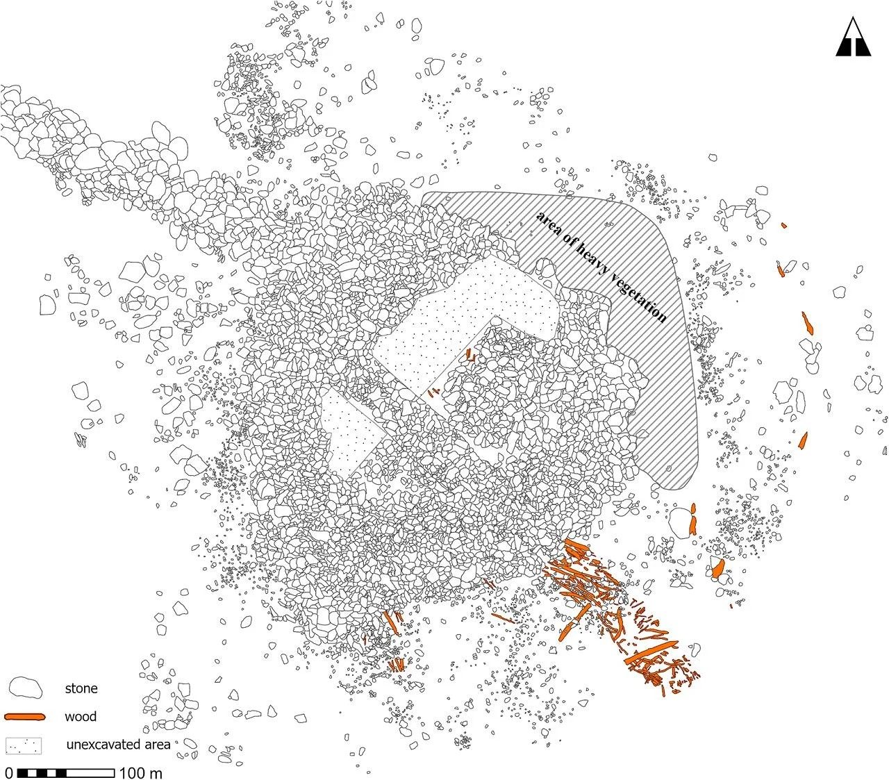 La struttura del crannog. Credit: Blankshein et al., Advances in Archaeological Practice