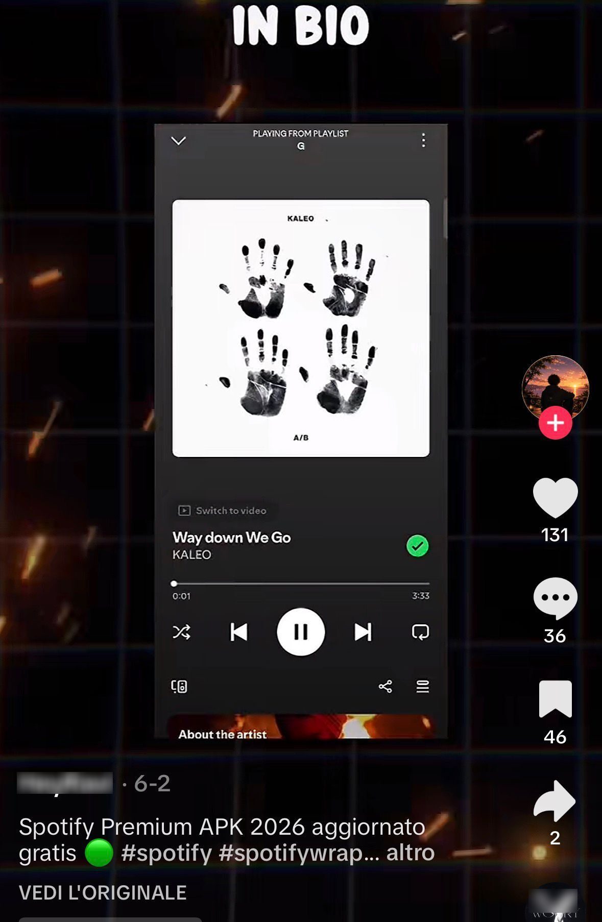 Molti video fanno scorrere canzoni su Spotify e poi indirizzano a un link in bio | TikTok
