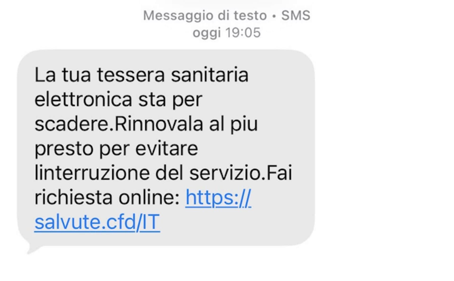 Screen della truffa di phishing che sta circolando in queste settimane.