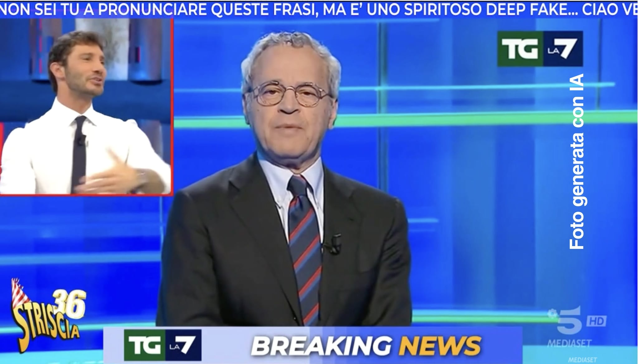 Striscia la Notizia ha usato i deepfake di Mentana ma gli utenti pensavano fosse lui: lo stop del Garante
