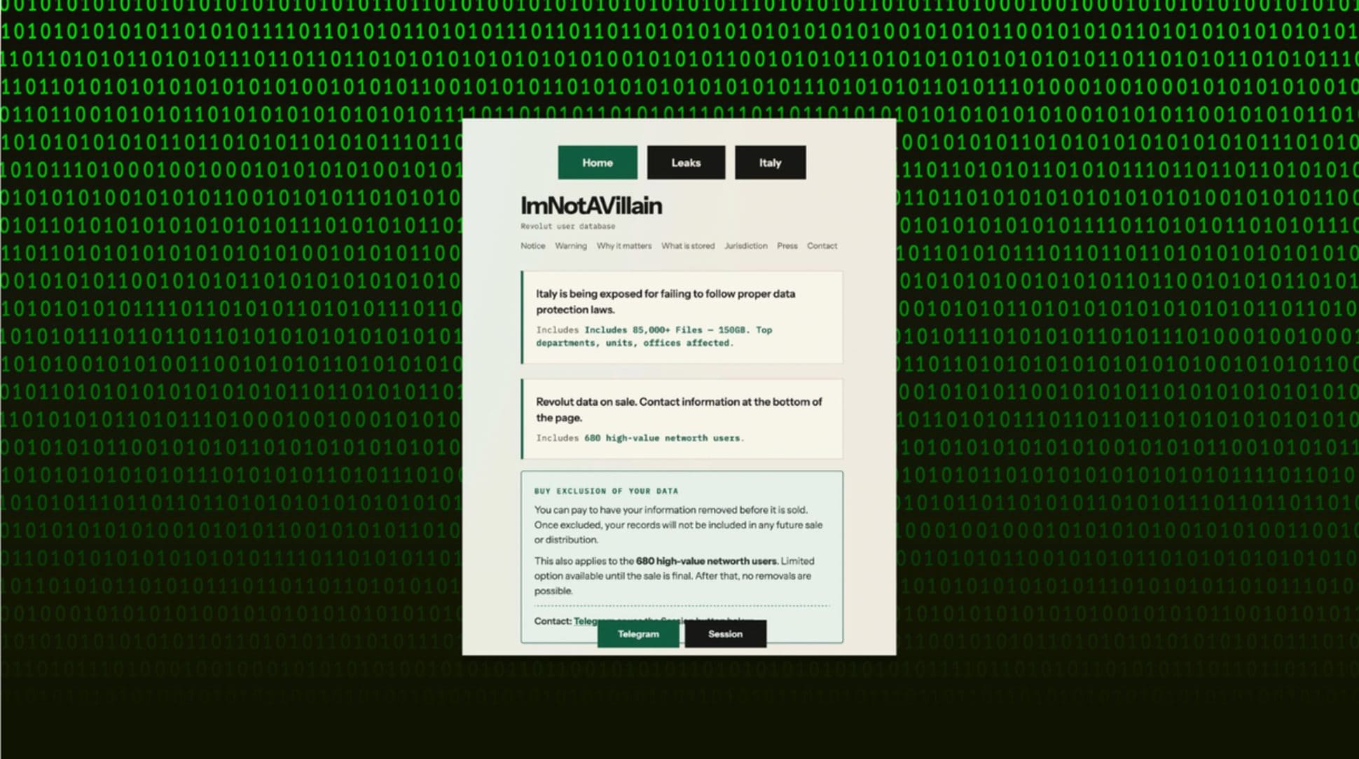 Caso Revolut, ora gli hacker pubblicano i primi file rubati all'Italia