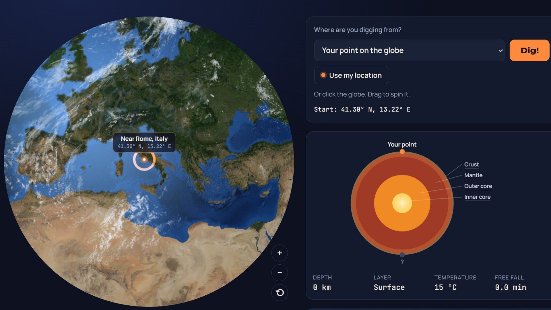 Mappamondo mostra cosa c'è agli antipodi, scavando in linea retta sotto i nostri piedi