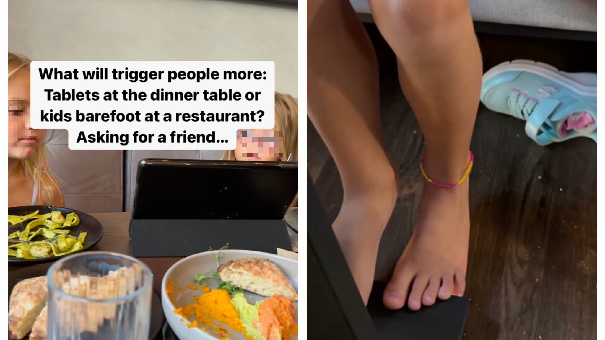 Figlie scalze al ristorante