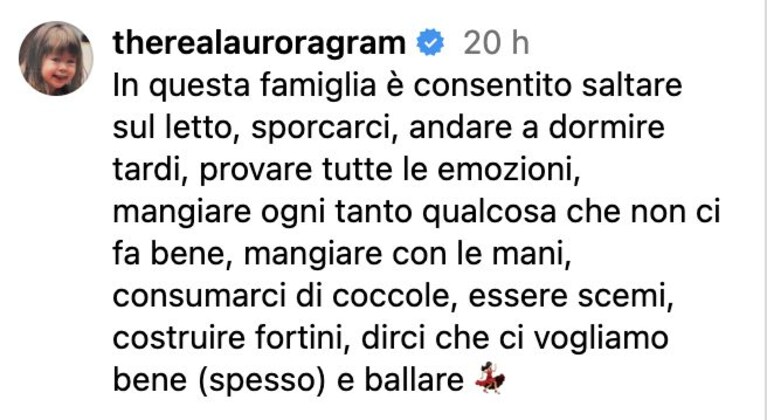 Credits: profilo Ig Aurora Ramazzotti
