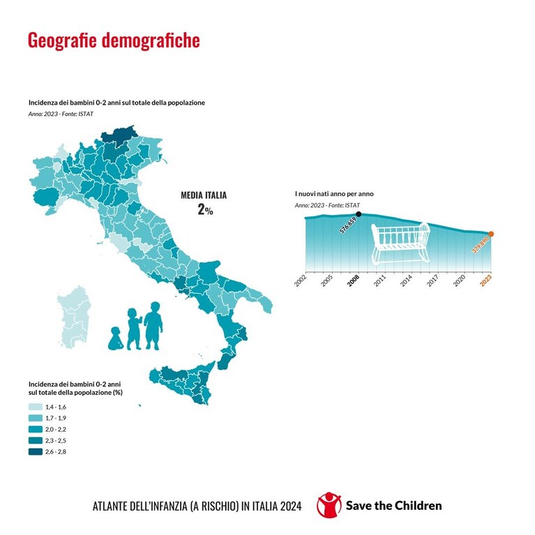 Credits: Atlante dell'infanzia a rischio 2024, realizzato e diffuso da Save The Children
