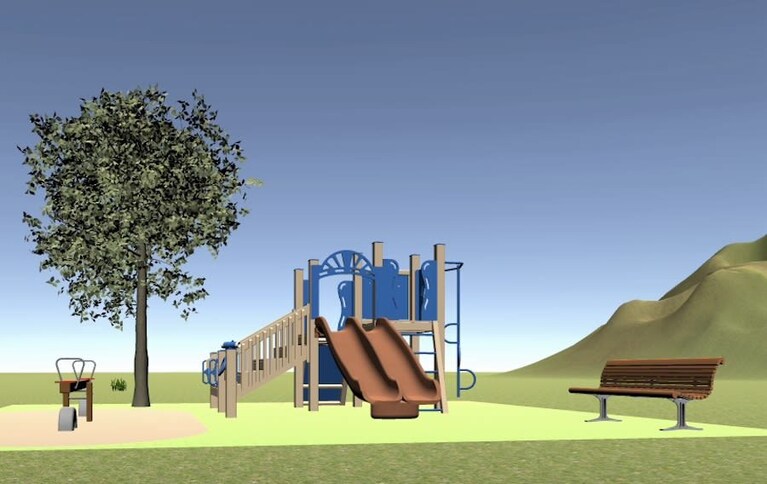 Una scena al parco giochi di Tiny Town. (Laboratorio Dilks)