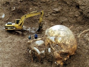 Il presunto teschio di uno scheletro gigante di Marcianise (Caserta): una clamorosa bufala.
