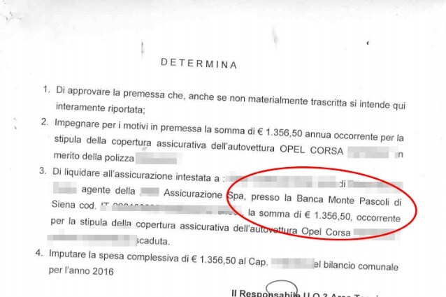 La delibera in cui è possibile leggere la svista