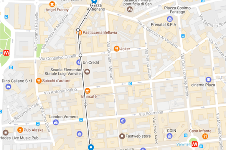 Mappa isola pedonale e Ztl via Luca Giordano Napoli.