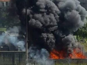 L’incendio ad Acerra (Foto Facebook/Volontari interforze e cittadini onlus)