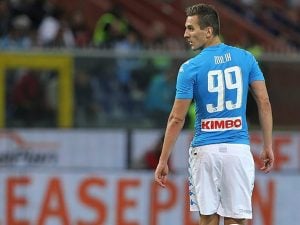 L’attaccante del Napoli Arkadiusz Milik