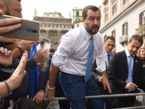 Matteo Salvini in visita a Napoli lo scorso 2 ottobre