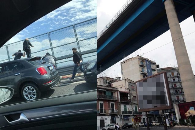 Il suicidio dal ponte della Tangenziale di Napoli /foto Fanpage.it