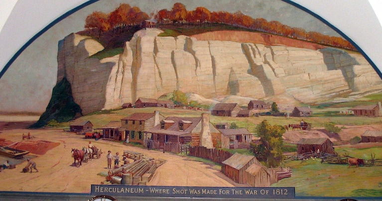 Il murales raffigurante Herculaneum nel 1812 al Campidoglio di Jefferson City, Missouri.