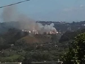 Incendio vicino al Pendio di Agnano, foto Facebook – Oasi WWF