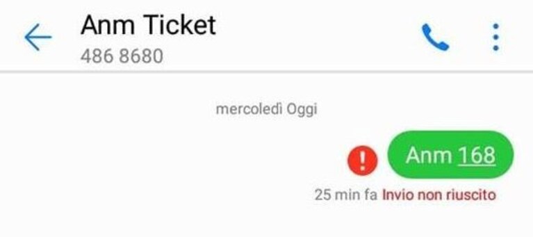 L'sms inviato per acquistare il ticket e il messaggio di errore del sistema. [Foto @Laura Bismuto]
