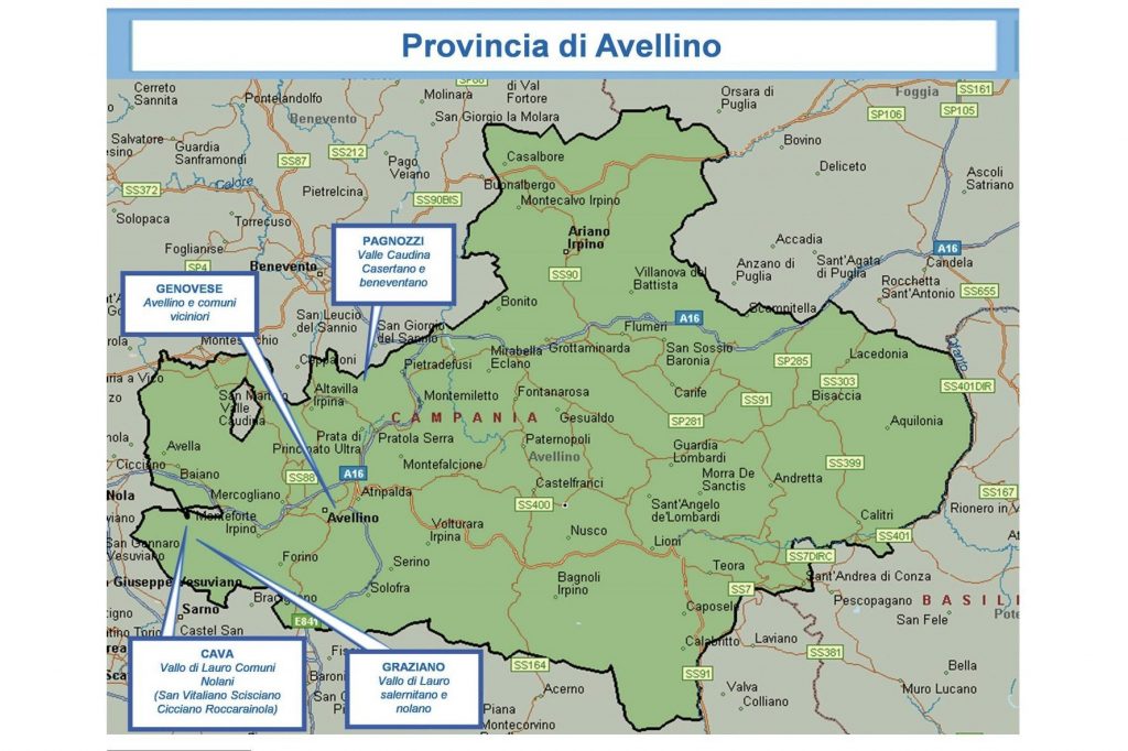 La mappa dei clan di Camorra operanti ad Avellino e provincia secondo il II Rapporto Semestrale della Direzione Investigativa Antimafia.