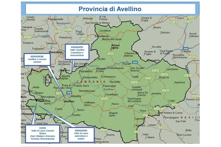 La mappa dei clan di Camorra operanti ad Avellino e provincia secondo il II Rapporto Semestrale della Direzione Investigativa Antimafia.