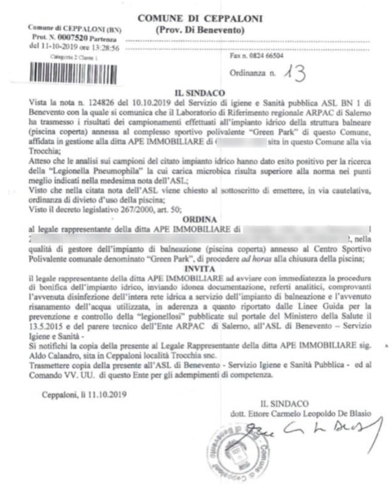 L'ordinanza del Comune di Ceppaloni, pubblicata dai consiglieri del gruppo consiliare "Cittadinanza Attiva".