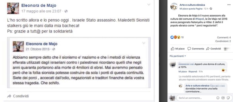 Lo screen condiviso da "Arte e Cultura Ebraica" su Facebook.