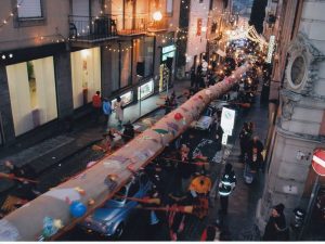 La calza da record realizzata a Viterbo nel 2016.