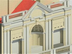 Il rendering della facciata di via Arcoleo della Galleria della Vittoria