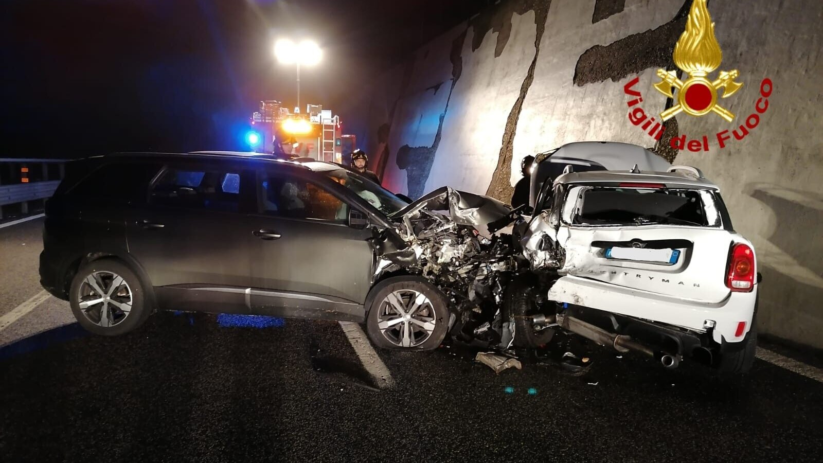 L'incidente in autostrada di ieri sera.