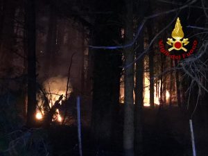 L'incendio scoppiato nei boschi del Terminio a Serino.