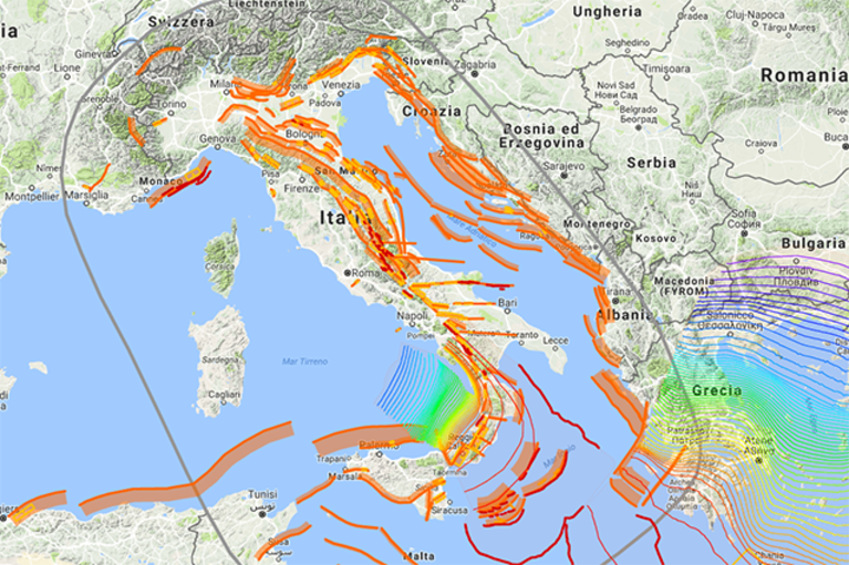 Mappa delle faglie in Italia secondo l'Ingv