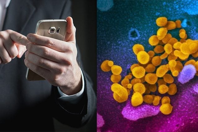 Credit: Coronavirus – Rocky Mountains Laboratories (RML) / The National Institute of Allergy and Infectious Diseases (NIAID)/ Smartphone – Tero Vesalainen