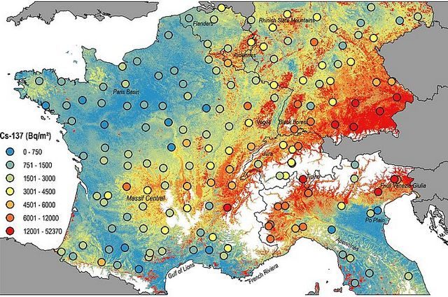 La nuova mappa della radioattività in Europa. Credit: Scientific Reports