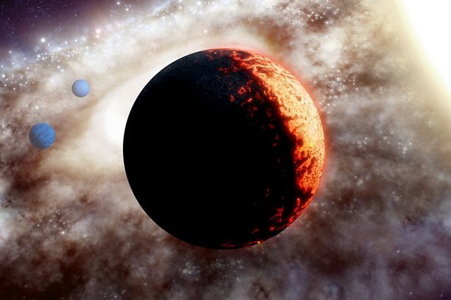Un’illustrazione sulla super Terra TOI–561b. Credit: W. M. Keck Observatory/Adam Makarenko