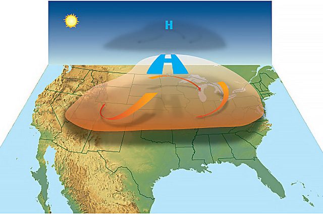 Una rappresentazione grafica della cupola di calore. Credit: NOAA