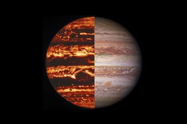 Giove. Credit: International Gemini Observatory/NOIRLab/NSF/AURA/NASA/ESA, MH Wong e I. de Pater (UC Berkeley) et al.