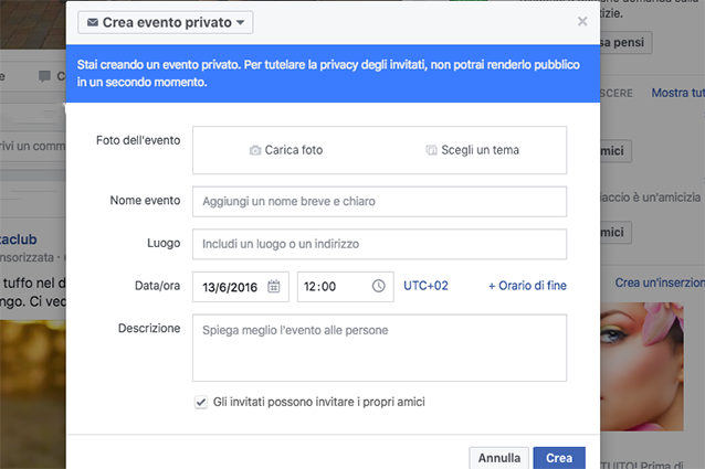 Come creare un evento su Facebook