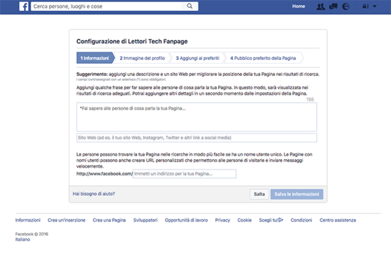 Come creare una pagina su Facebook: la configurazione