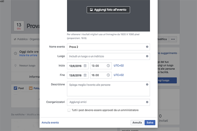 Come si annulla un evento su Facebook