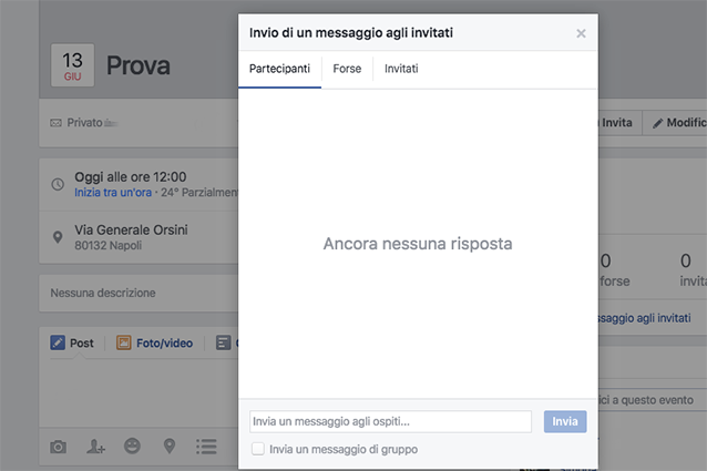 Come inviare messaggi agli invitati a un evento su Facebook