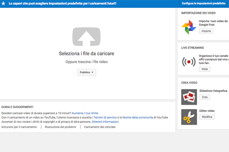 Caricare video su Youtube
