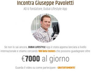 Giuseppe Pavoletti, fantomatico inventore di Dubai Lifestyle