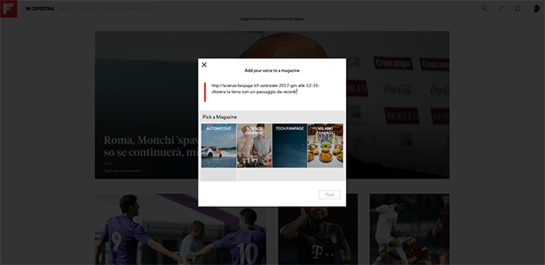 Come si condividono i contenuti sulla propria rivista.