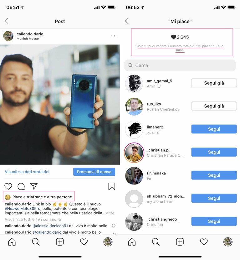 instagram nasconde mi piace italia