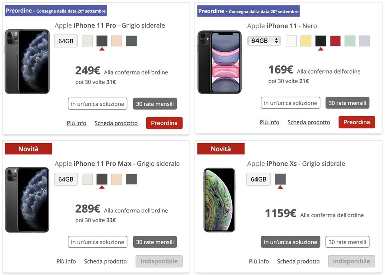 iPhone 11 rate Iliad vodafone tim