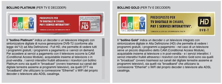 bollino platino dvb-t2