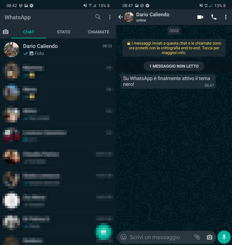whatsapp tema scuro attivare download guida trucchi