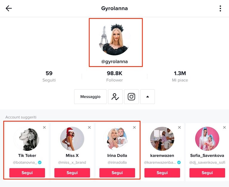 algoritmo tiktok amici profili suggeriti uguali fisicamente