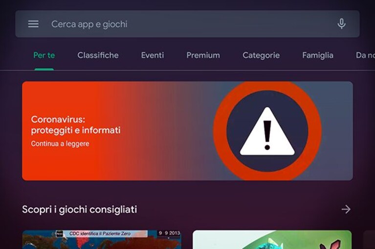 google play store coronavirus app consigliate proteggiti informati
